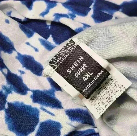 Shein Curve blue and white tie die short sleeve long top size 4XL - Picture 8 of 9